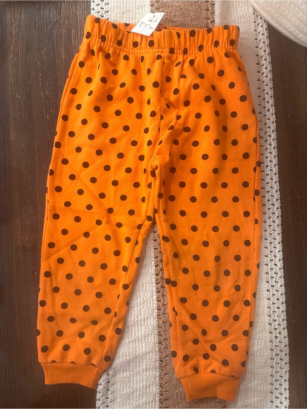 NWT Disney Junior Minnie Mouse Orange Polka Dot Sweatpants Size 3T